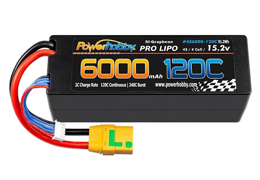 Powerhobby 4s 15.2v 6000MAH 120C Graphene + HV Lipo Battery XT90 Plug Hard Case - PowerHobby