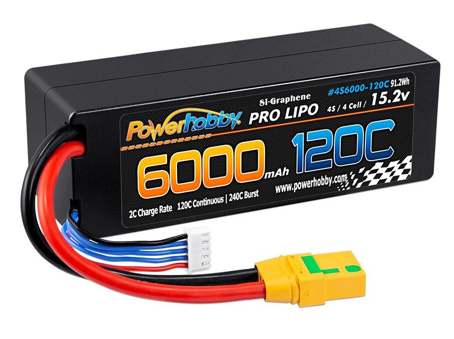 Powerhobby 4s 15.2v 6000MAH 120C Graphene + HV Lipo Battery XT90 Plug Hard Case - PowerHobby