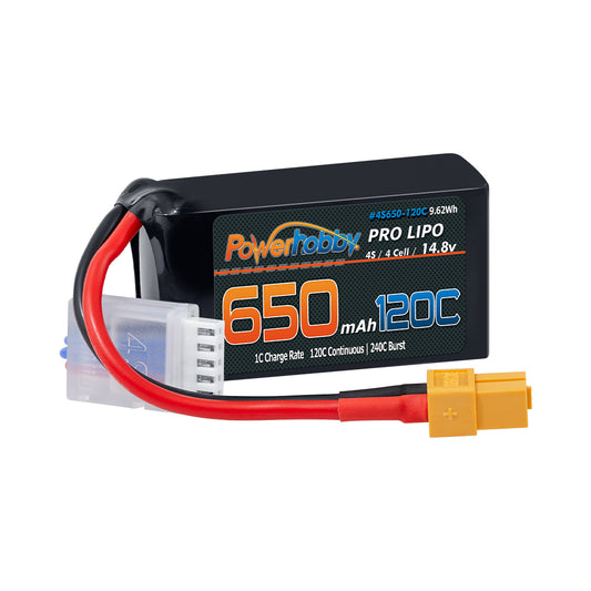 Powerhobby 4S 14.8V 650mAh 120C GRAPHENE Lipo Battery w XT60 Plug - PowerHobby