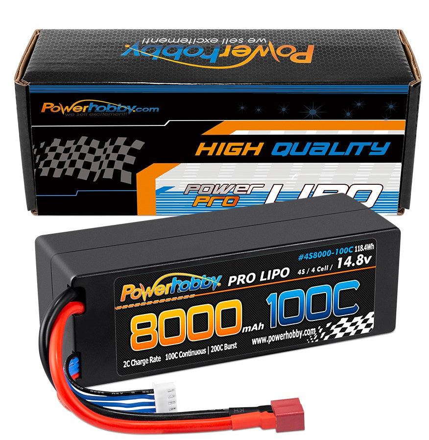 Powerhobby 4s 14.8V 8000MAH 100C Lipo Battery w DEANS Plug Hard Case - PowerHobby