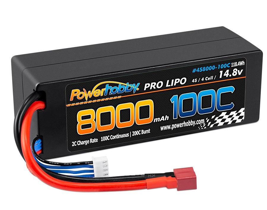 Powerhobby 4s 14.8V 8000MAH 100C Lipo Battery w DEANS Plug Hard Case - PowerHobby