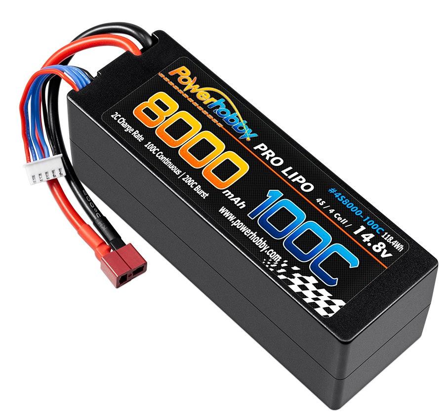 Powerhobby 4s 14.8V 8000MAH 100C Lipo Battery w DEANS Plug Hard Case - PowerHobby