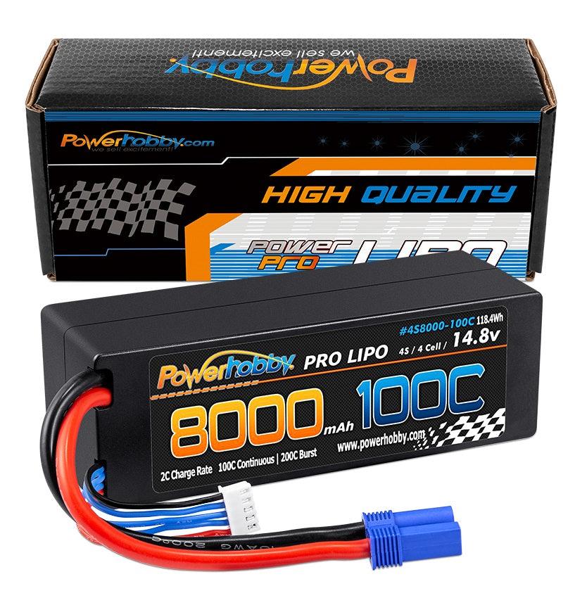 Powerhobby 4s 14.8V 8000MAH 100C Lipo Battery w EC5 Plug Hard Case - PowerHobby