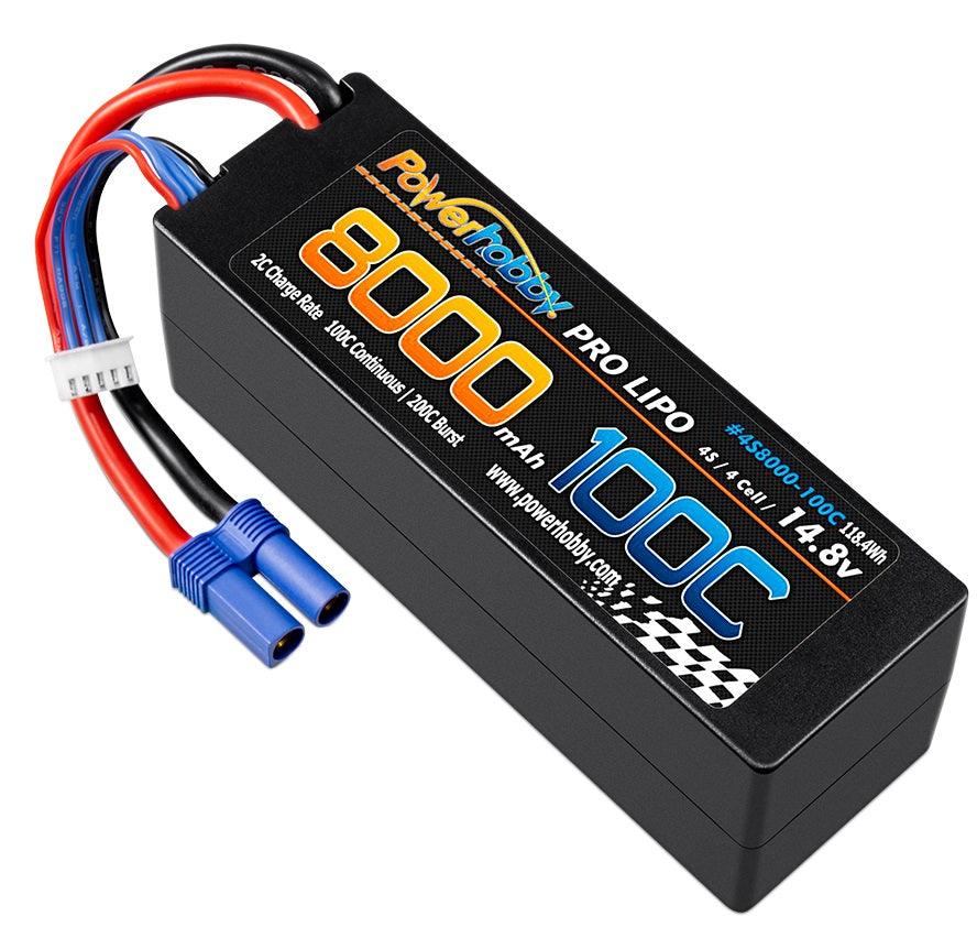 Powerhobby 4s 14.8V 8000MAH 100C Lipo Battery w EC5 Plug Hard Case - PowerHobby