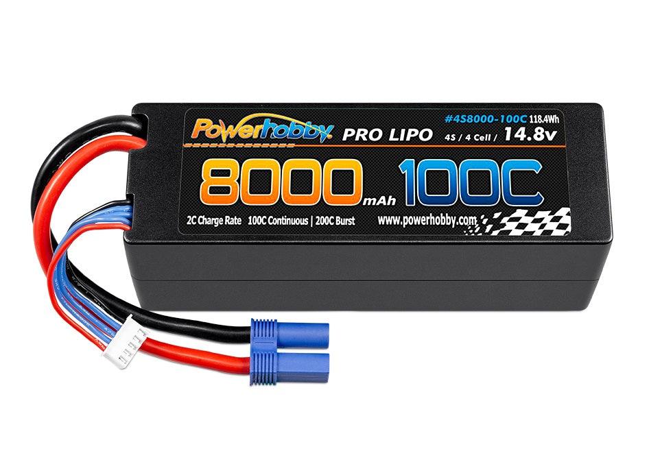 Powerhobby 4s 14.8V 8000MAH 100C Lipo Battery w EC5 Plug Hard Case - PowerHobby