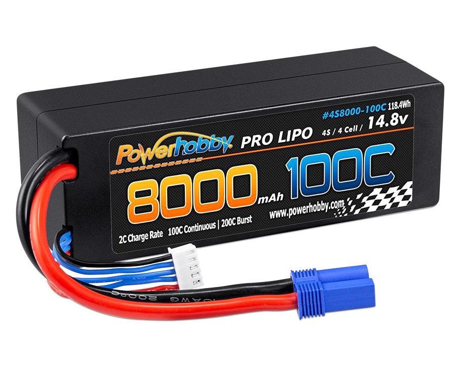 Powerhobby 4s 14.8V 8000MAH 100C Lipo Battery w EC5 Plug Hard Case - PowerHobby