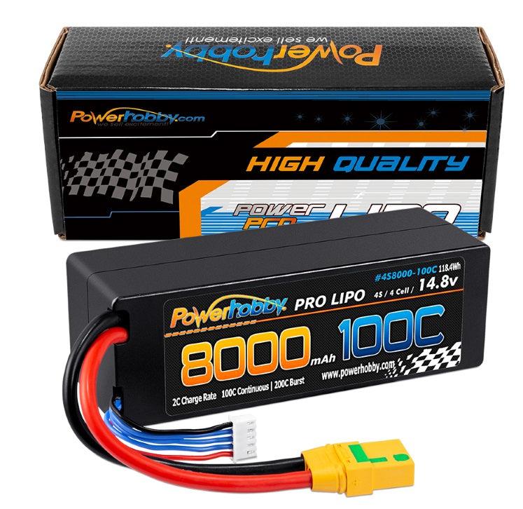 Powerhobby 4s 14.8V 8000MAH 100C Lipo Battery w XT90 Plug Hard Case - PowerHobby