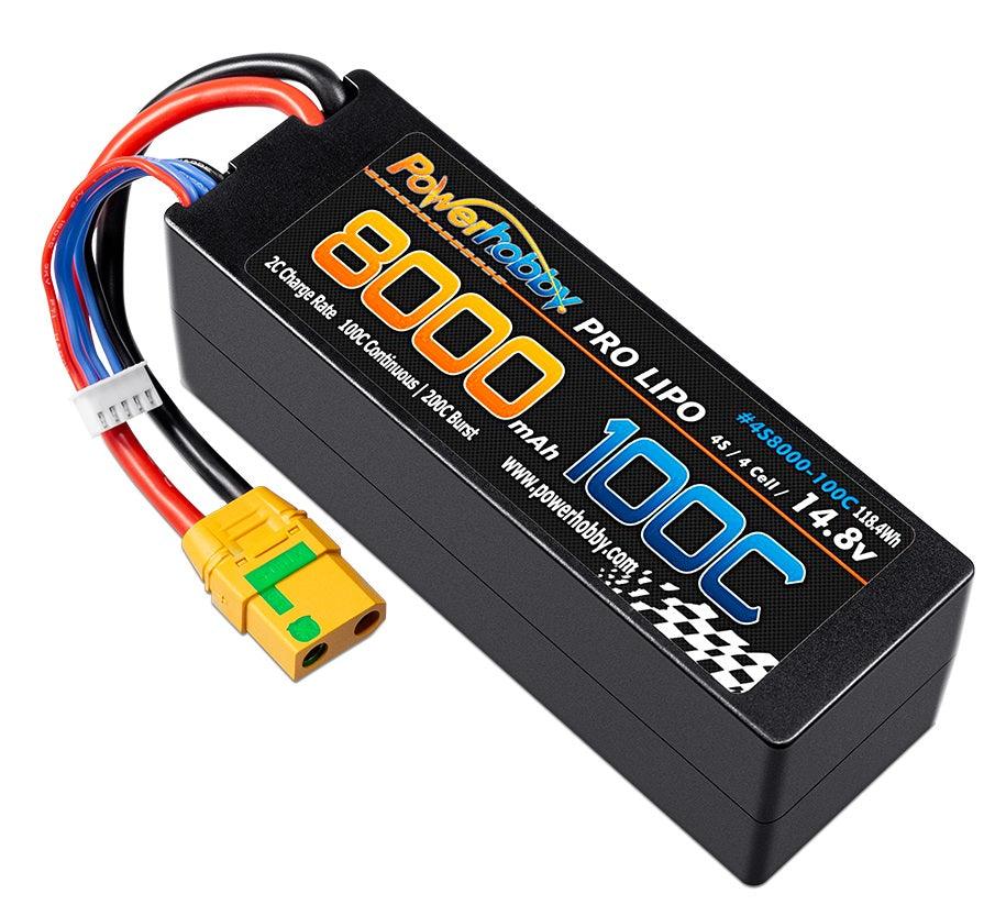 Powerhobby 4s 14.8V 8000MAH 100C Lipo Battery w XT90 Plug Hard Case - PowerHobby