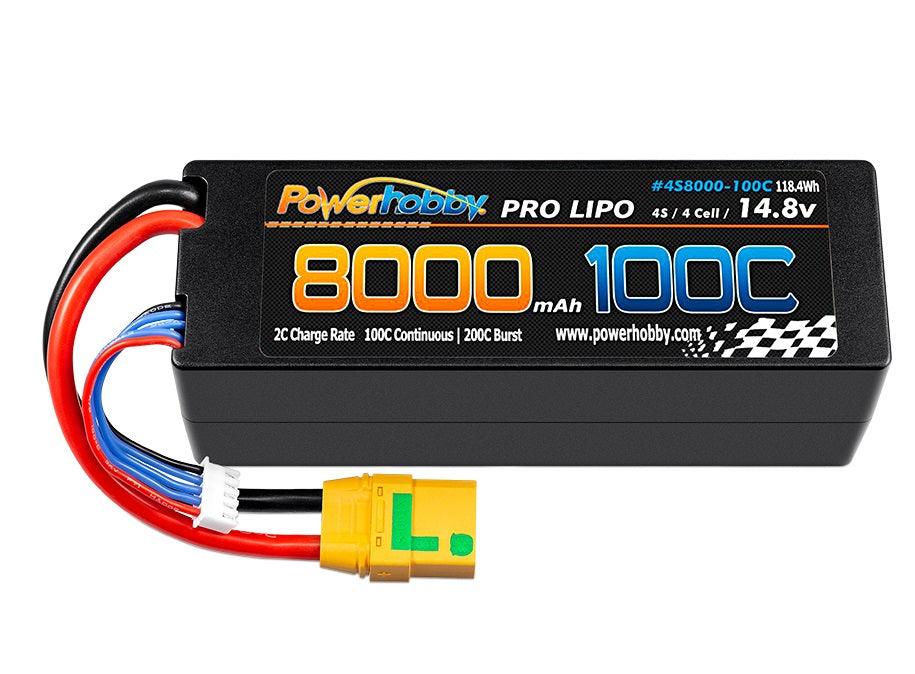 Powerhobby 4s 14.8V 8000MAH 100C Lipo Battery w XT90 Plug Hard Case - PowerHobby