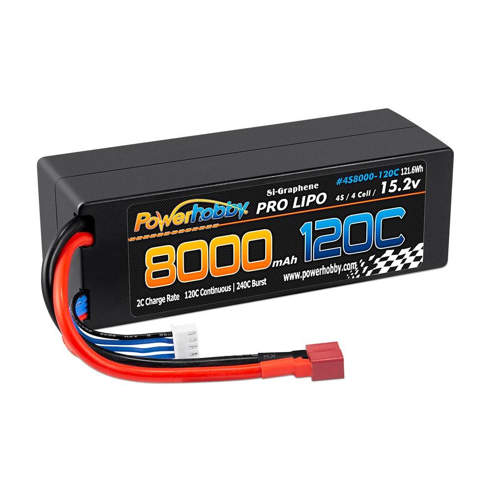 Powerhobby 4s 15.2V 8000MAH 120C HV + GRAPHENE Lipo Battery Deans Plug Hard Case - PowerHobby