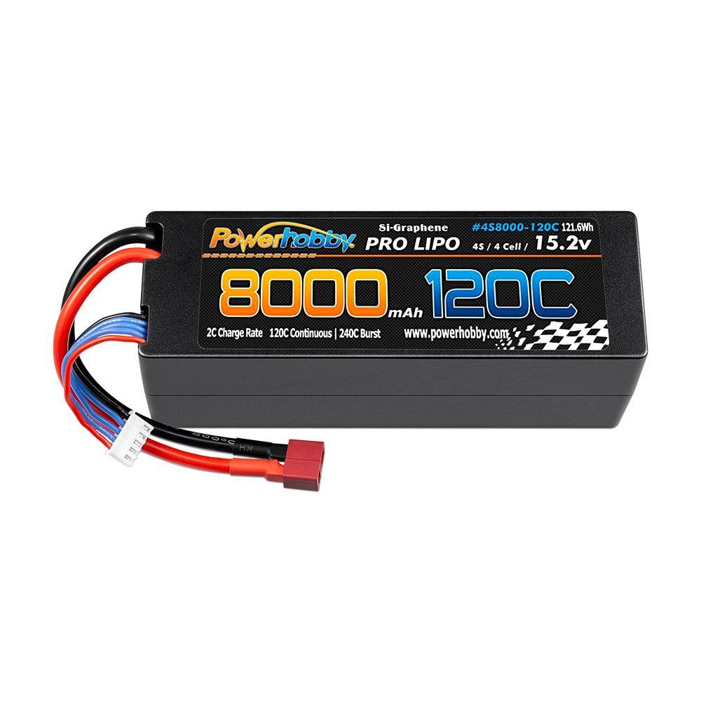 Powerhobby 4s 15.2V 8000MAH 120C HV + GRAPHENE Lipo Battery Deans Plug Hard Case - PowerHobby