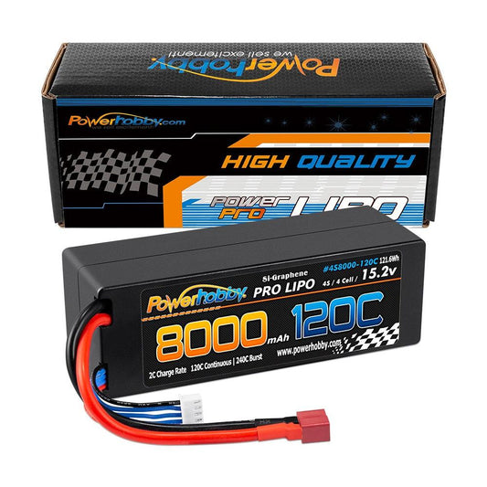 Powerhobby 4s 15.2V 8000MAH 120C HV + GRAPHENE Lipo Battery Deans Plug Hard Case - PowerHobby