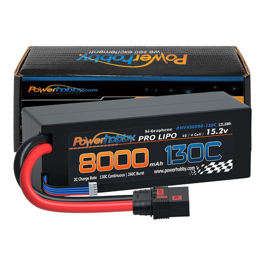 Powerhobby 4s 15.2V 8000MAH 130C HV + GRAPHENE Lipo Battery QS8 Plug Hard Case - PowerHobby