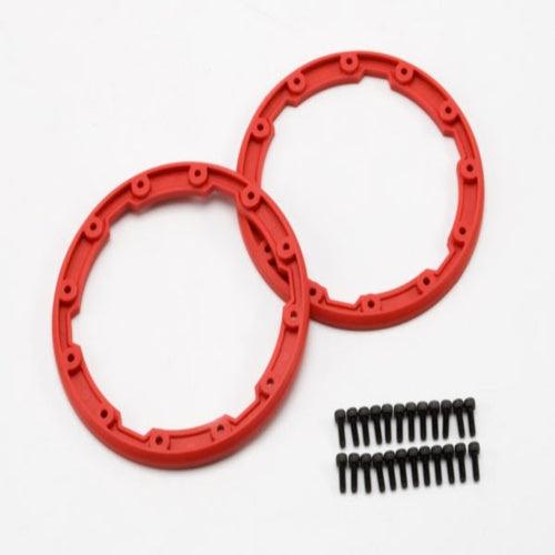 Traxxas 5667 Sidewall Protector Beadlock Style Red (2) - PowerHobby