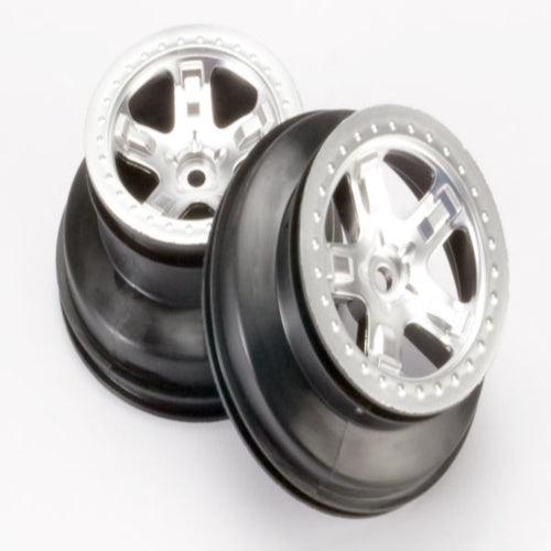 Traxxas 5872 5-Spoke Satin-Chrome Wheels(2) 2.2/3.0" Rear 1/10 F-150 Slash - PowerHobby