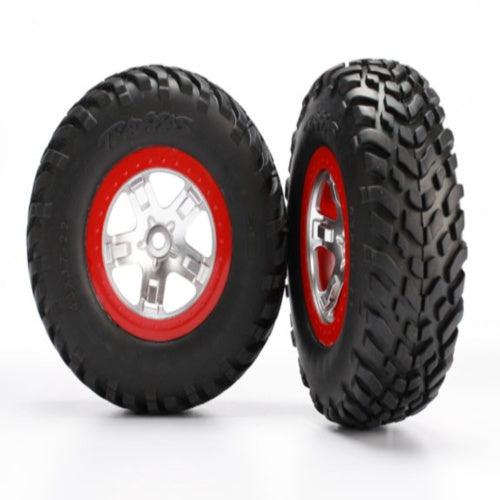 Traxxas 5873R Mounted Rear Wheels & S1 Compound Tires (2) Slash 4X4 - PowerHobby