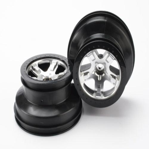 Traxxas 5874 Front Wheel Satin Chrome 2.2 3.0 Slash F-150 Robby Gordon (2) - PowerHobby