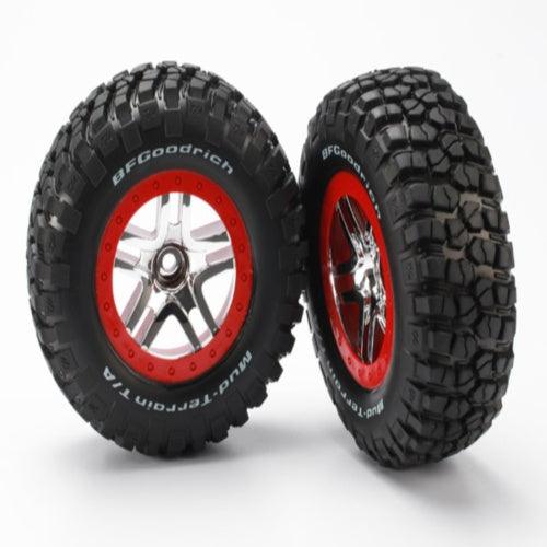 Traxxas 5877A Mud TA Tire & SCT Split-Spoke Wheel (Chrome) (2) (Front) - PowerHobby