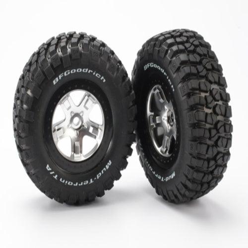 Traxxas 5878 KM2 Front/Rear Tire On SCT Chrome Wheel (2) Slash - PowerHobby