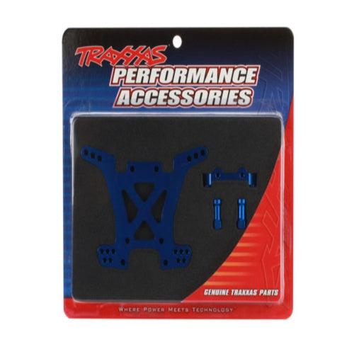 Traxxas 6838X Aluminum Shock Tower Rear Blue Slash Stampede Rally - PowerHobby