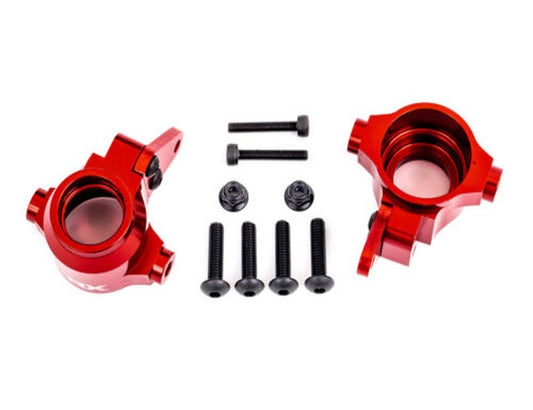 Traxxas 9635R Steering blocks, 6061-T6 aluminum (Red-anodized), left & right - PowerHobby