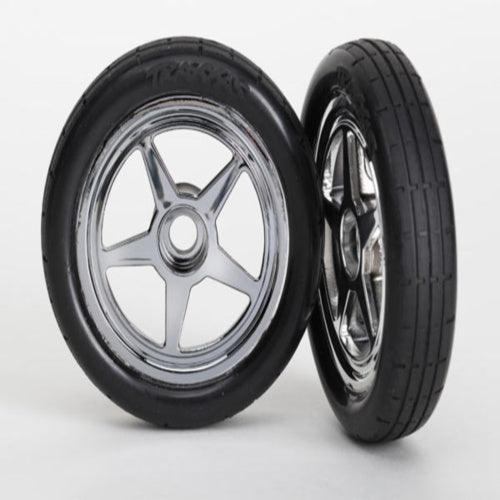 Traxxas 6975 Tire/Wheels Assembled/Glued Front (2) Funny Car - PowerHobby