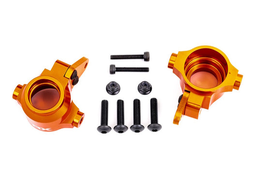 Traxxas 9635T Steering blocks, 6061-T6 aluminum (Orange-anodized), left & right - PowerHobby