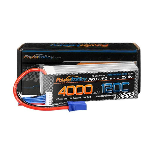 POWERHOBBY 6S 22.8V 4000MAH 120C GRAPHENE + HV LIPO BATTERY W EC5 PLUG - PowerHobby