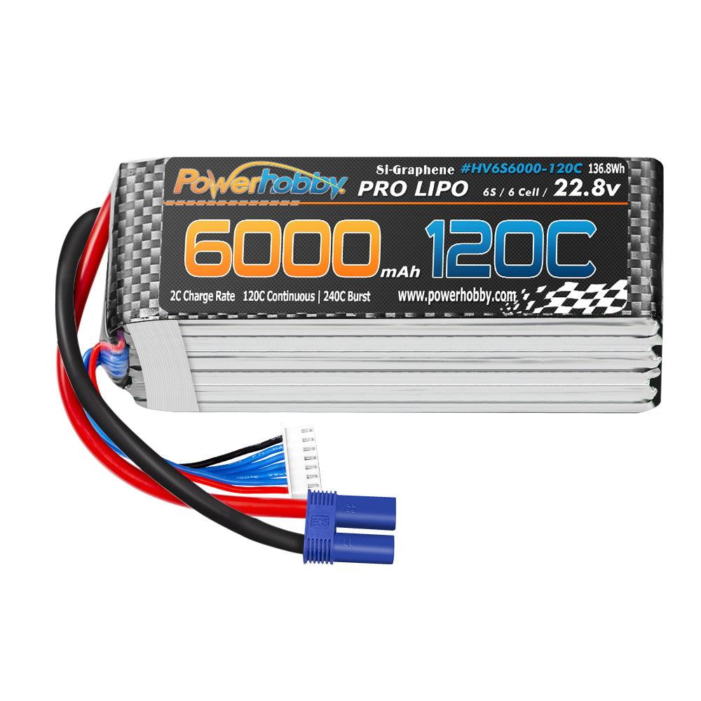 Powerhobby 6s 22.8V 6000mah 120c GRAPHENE + HV Lipo Battery w EC5 Plug - PowerHobby