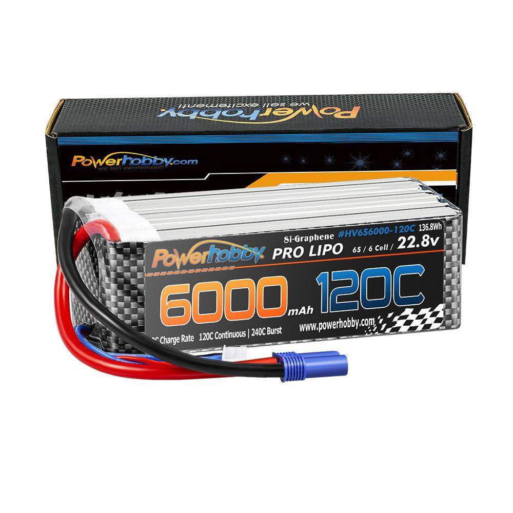 Powerhobby 6s 22.8V 6000mah 120c GRAPHENE + HV Lipo Battery w EC5 Plug - PowerHobby