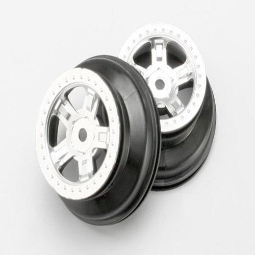 Traxxas 7072 Wheels SCT Satin Chrome Slash - PowerHobby