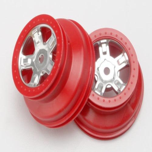 Traxxas 7072A Wheels SCT Satin Chrome Dual Profile (2) Slash - PowerHobby