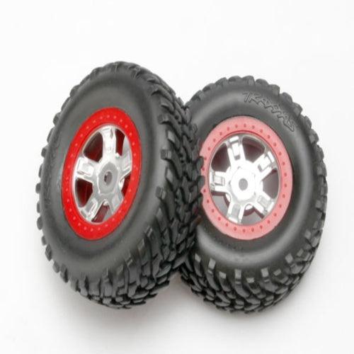 Traxxas 7073A SCT Tires On SCT Red Wheels Slash (2) - PowerHobby