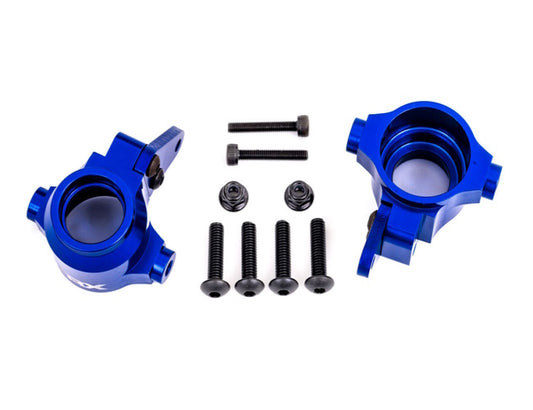 Traxxas 9635X Steering blocks, 6061-T6 aluminum (Blue-anodized), left & right - PowerHobby