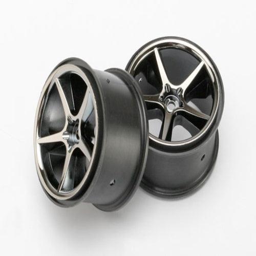 Traxxas 7172A Gemini Black Chrome Wheels E-Revo (2) - PowerHobby