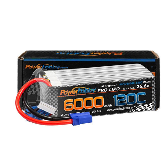 POWERHOBBY 7S 26.6V 6000MAH 120C GRAPHENE + HV LIPO BATTERY W EC5 PLUG - PowerHobby