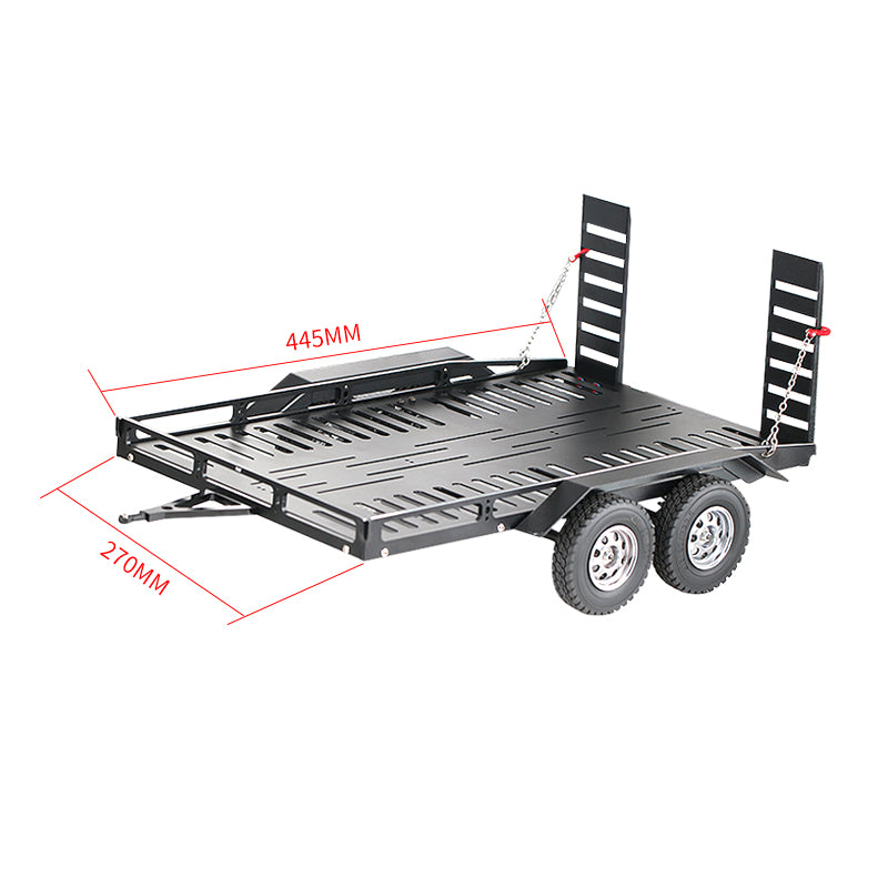 Powerhobby 1/10 CNC Machined Dual Axle Scale Truck Trailer Crawler Black - PowerHobby