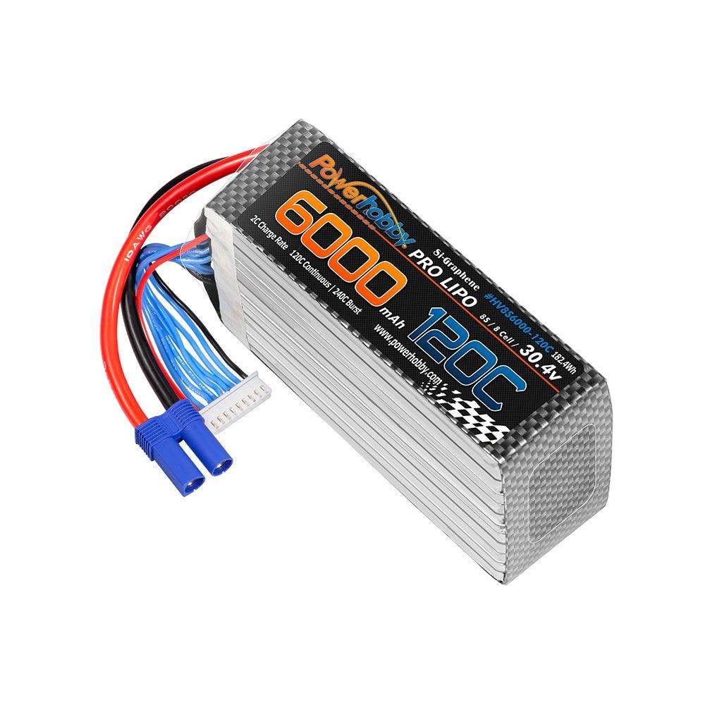 POWERHOBBY 8S 30.4V 6000MAH 120C GRAPHENE + HV LIPO BATTERY W EC5 PLUG - PowerHobby