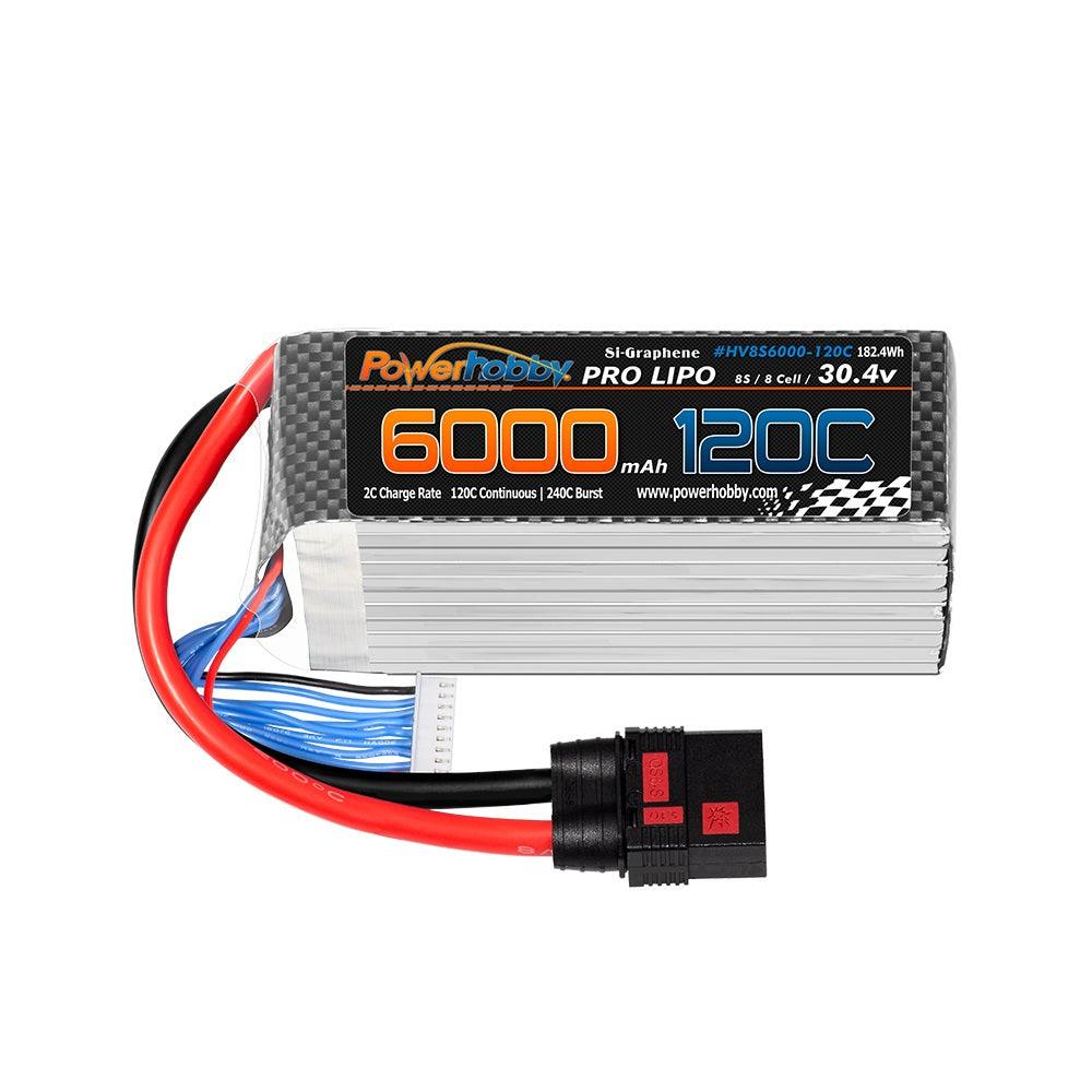 POWERHOBBY 8S 30.4V 6000MAH 120C GRAPHENE + HV LIPO BATTERY W QS8 PLUG 8 AWG - PowerHobby