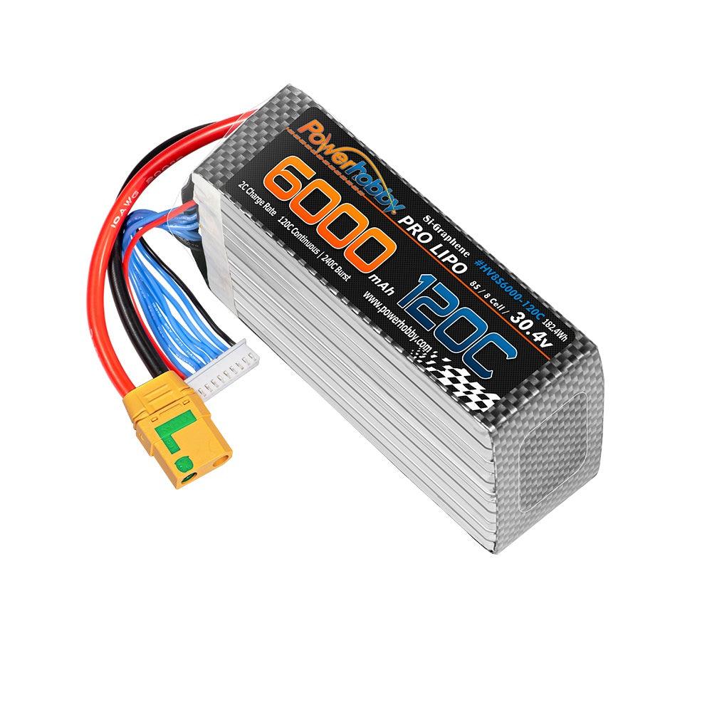 POWERHOBBY 8S 30.4V 6000MAH 120C GRAPHENE + HV LIPO BATTERY W XT90 PLUG - PowerHobby