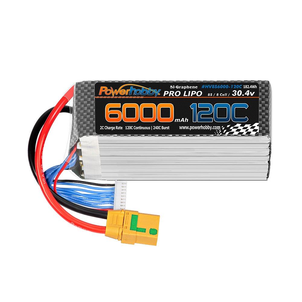 POWERHOBBY 8S 30.4V 6000MAH 120C GRAPHENE + HV LIPO BATTERY W XT90 PLUG - PowerHobby