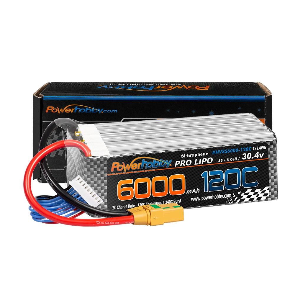 POWERHOBBY 8S 30.4V 6000MAH 120C GRAPHENE + HV LIPO BATTERY W XT90 PLUG - PowerHobby