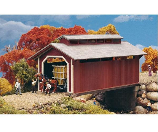 Walthers 933-3652 Cornerstone HO Scale Willow Glen Covered Bridge Plastic Kit - PowerHobby