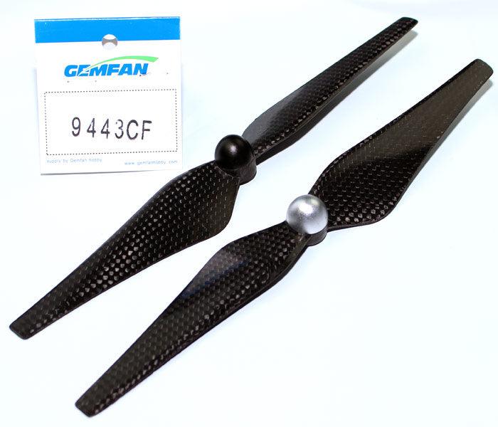 Gemfan 9x4 9" DJI Phantom 2 Vision+ 9443 Carbon Fiber CW CCW Props self-lock - PowerHobby