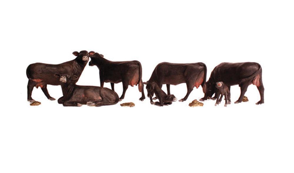 Woodland Scenics A2217 N Train Figures Black Angus Cows - PowerHobby