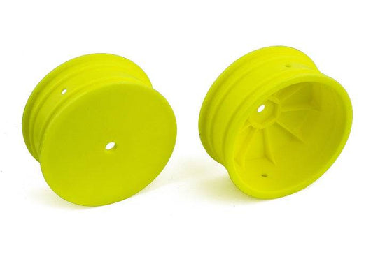 Associated 92096 12mm 4WD 2.2" Yellow Front Wheel Set (2) RC10B44 / B6 RC10B64D - PowerHobby