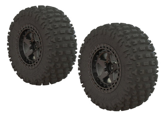 Arrma AR550043 Fortress SC Tire Set Glued Black /Chrome (2Pieces) Senton - PowerHobby