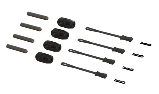 Arrma ARA320477 Brace Rod Ends with Pins And Retainer Kraton 4X4 8S Outcast 8S - PowerHobby