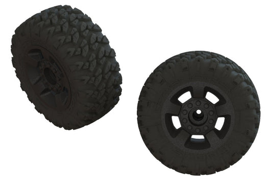 Arrma ARA550052 dBoots 'Ragnarok Mt' Tire Set Glued Black (2) Big Rock Granite - PowerHobby