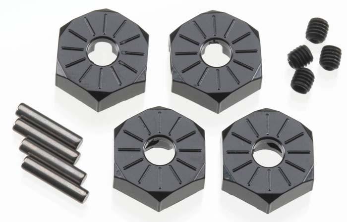 Axial AX30427 EXO Narrow 12mm Aluminum Hub Set w/Hardware Black (4) SCX10 /II - PowerHobby